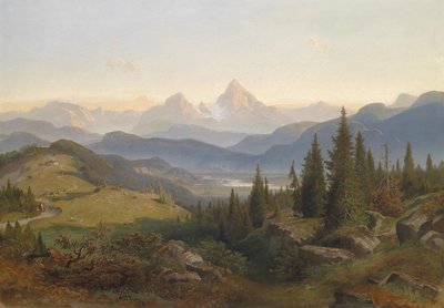 Landscape with Mountain Range, Watzmann in the Background by Josef Mayburger